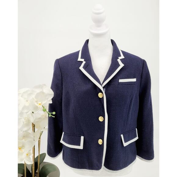 Thom Browne Neiman Marcus Womens Navy Blue Wool Nautical Blazer Size XXL - Picture 1 of 11